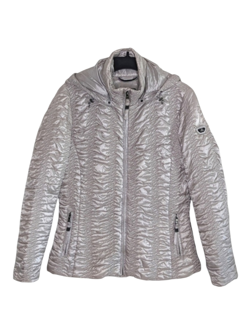 MeCo Designs Down Filled Sienna Jacket Silver Metallic Size M